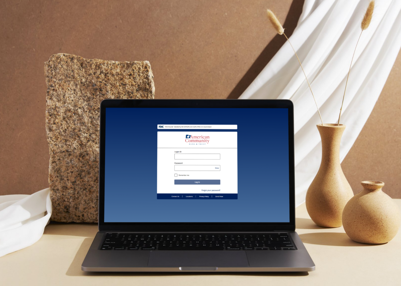 online banking on laptop