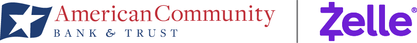 Zelle with American Community Bank and Trust logo
